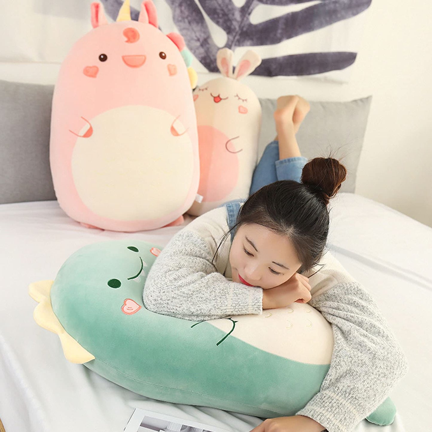 Kekeso Dinosaur Plush Hugging Pillow Cute Stuffed Animal Plush Toy Throw Pillow (Dinosaur, 45cm/17.71in)