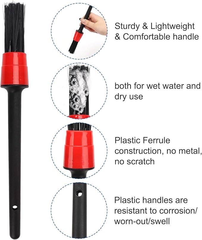 Car Interior Duster Detail Brush Cleaning Kit, Soft Microfiber Towels Dashboard