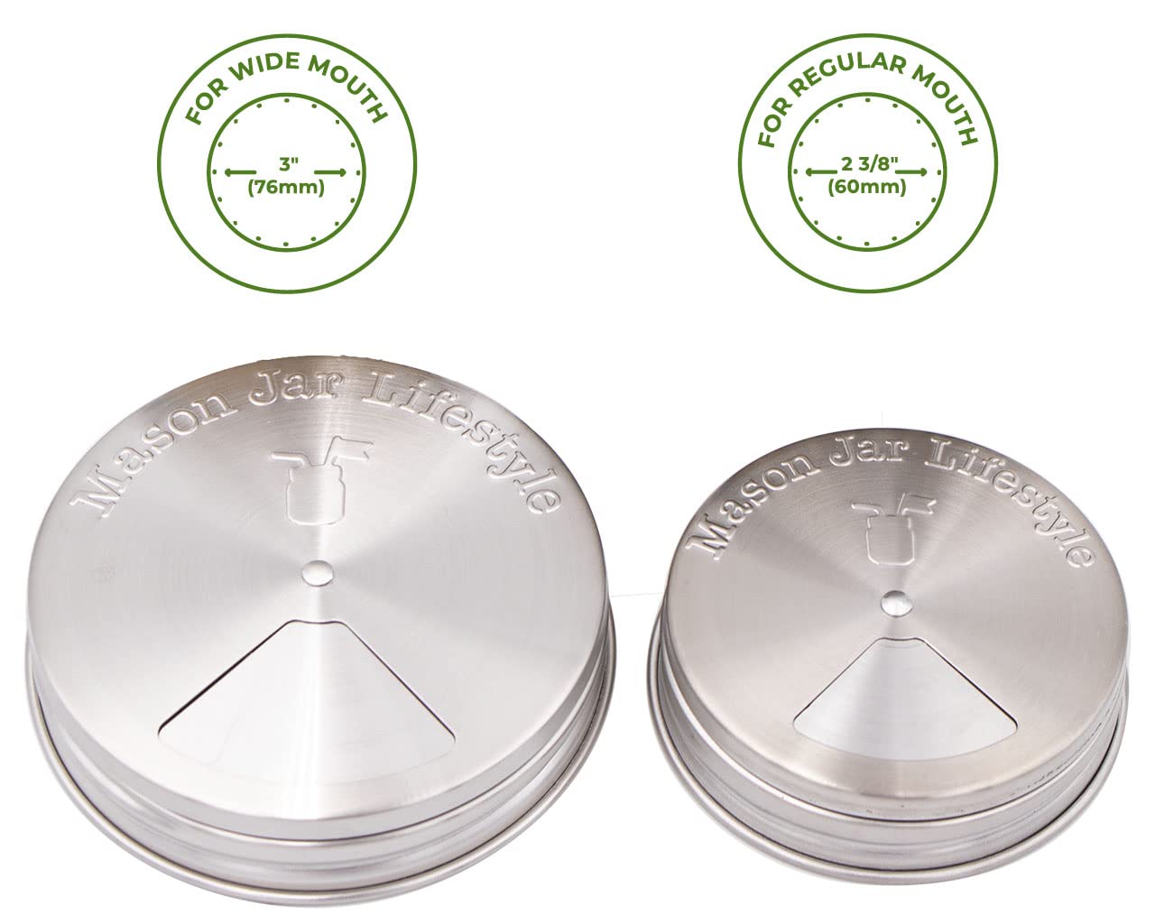 Mason Jar Lifestyle Adjustable Spice Shaker Lids for Regular Mouth Mason Jars – 4 Pack Stainless Steel Tops with Shaker and Pour Options – Seasoning Dispenser Lids