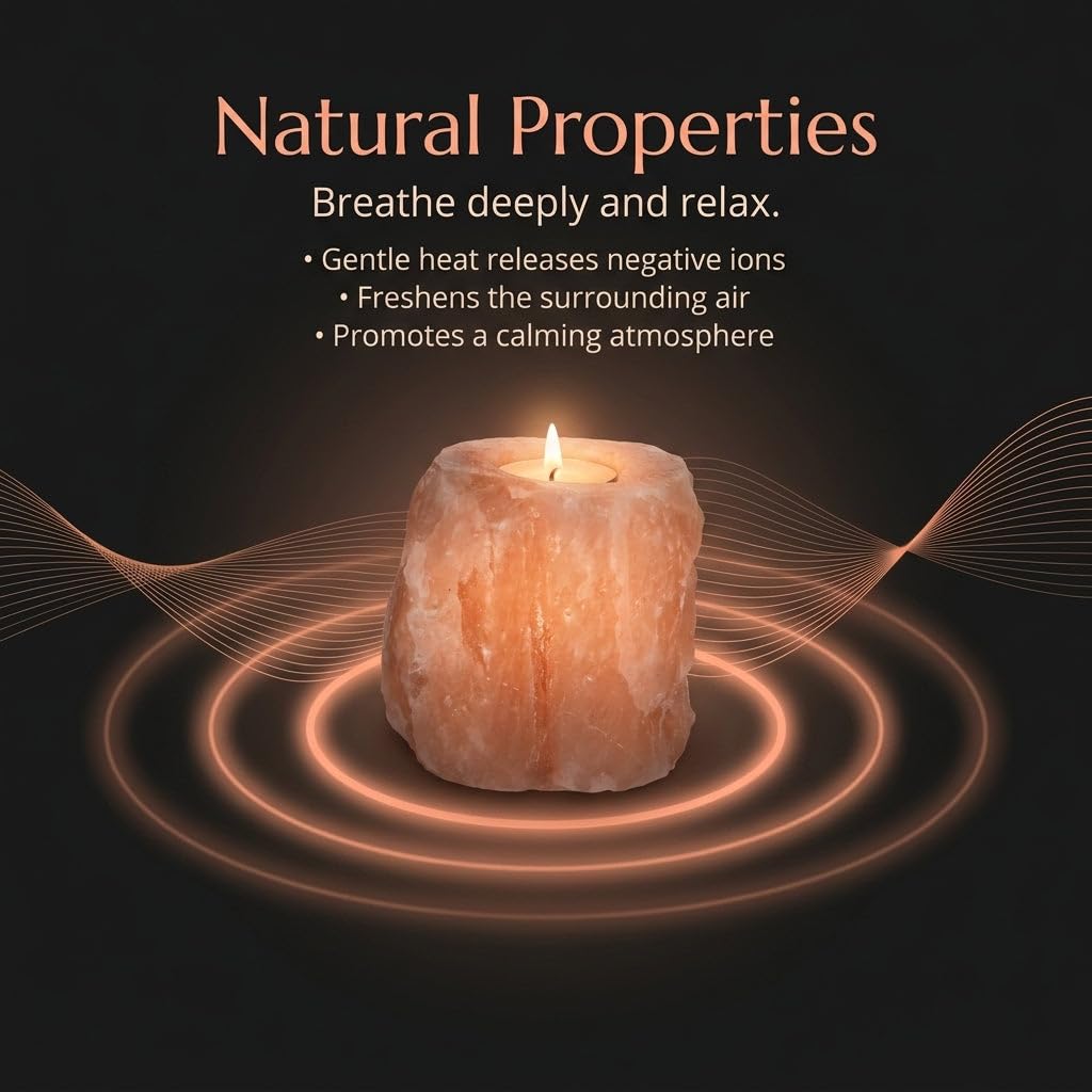 Deluxe Comfort Himalayan Salt Dual Tealight Candle Holder - Hand-Carved Natural Crystal Salt Lamp Glow, Soothing Warm Ambiance, Home Decor & Meditation Gift, Orange