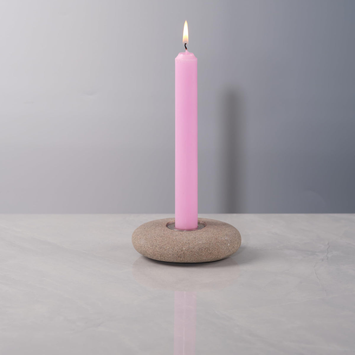 ICNBUYS Handmade Natural Pebble Taper Candle Holder Handcrafted Taper Candle Holder for Altar, Mantle, Desk, Table, Shelf