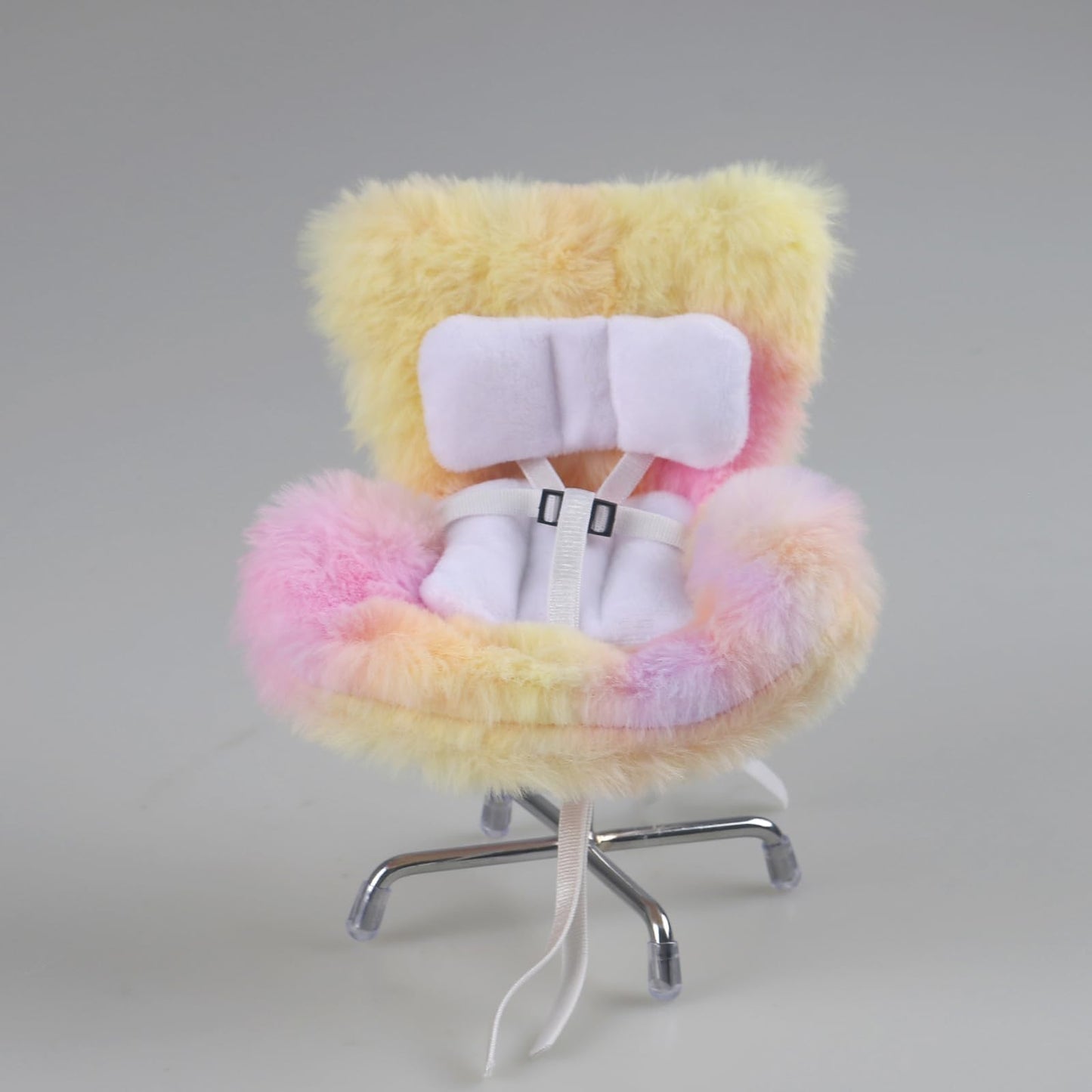 Doll Car Seat Compatible with Labubu, Chair for 3–8 inch Dolls - Adjustable Safety Strap, Air Vent Clip & Desktop Stand, Soft Cushion, Car Ornament Gift for Collectors & Fans (Tropical Sunset Blend)