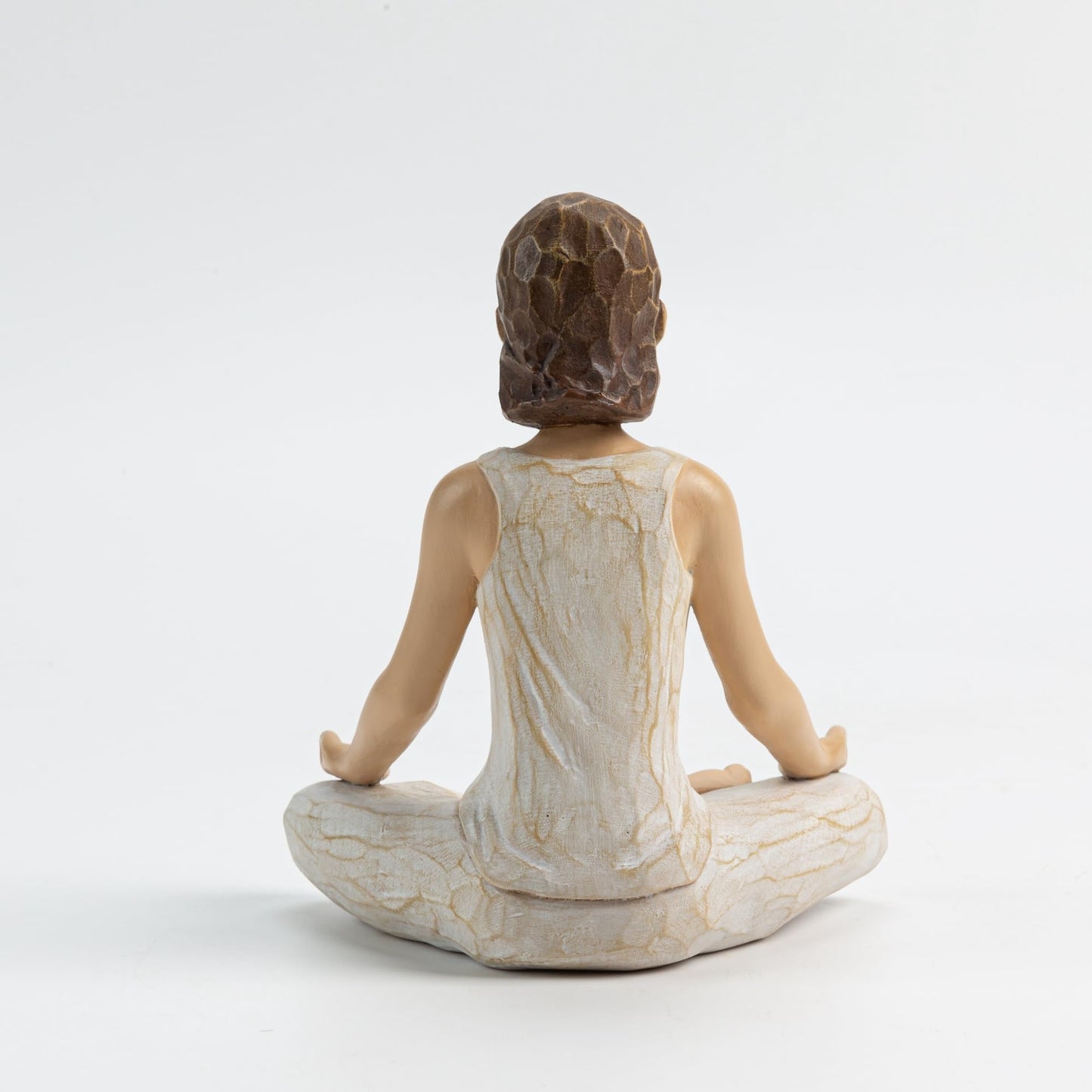 ShineOnAngel Yoga Meditation Statue, 5" Yoga Girl Statue, Living Room Bedroom Decoration, Girl Seated in a Peaceful Lotus Position, Woodcut Carving, Hand Painted Resin, Home Decor