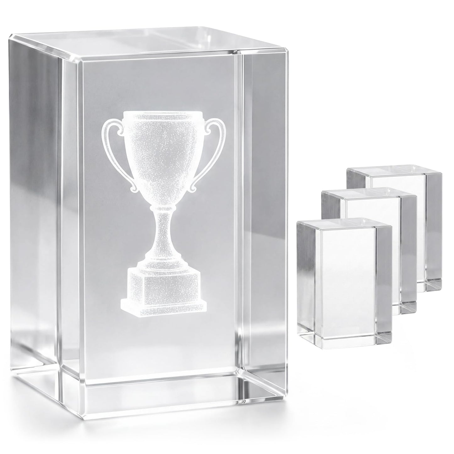 Cloudray Cube Crystal Blank Blocks for 2D & 3D Lazer Engraving Machines, Glass Blocks Set of 4, Crystal Stand, Clear Crystal Ornaments for 3D Crystal Photo & Custom Gifts, 4 Packs