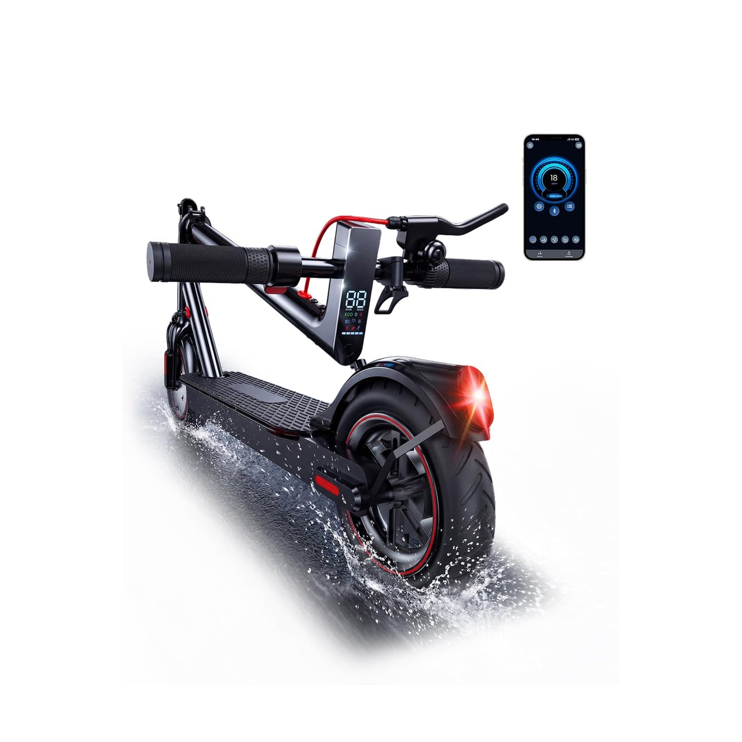 WAWSCOTE Electric Scooters - Electric Scooter for Audlts, 500W Peak Motor, 18 Max MPH, 21 Miles Range, APP Control, Lightweight Foldable E-Scooter
