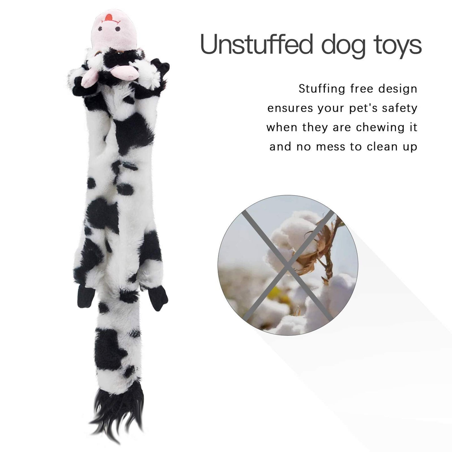SHARLOVY Dog Squeaky Toys 5 Pack, Pet Crinkle Toy No Stuffing Animals Plush, Dog Chew for Large and Medium, Doggie Teething for Boredom