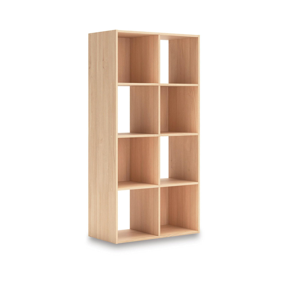 Signature Design by Ashley Piperton 8 Cube Storage Organizer, Natural Finish Over Replicated Ash Wood Grain, Vertical Floor Mount Cubbies for Living Room or Home Office, Light Brown