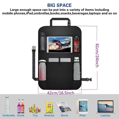 Heyham Back Seat Car Organiser, Waterproof Auto Seat Back Protectors Kick Mat for Kids with 10.5" iPad Tablet Touch Screen Holder and Multi Pockets Travel Storage(2 Pack)