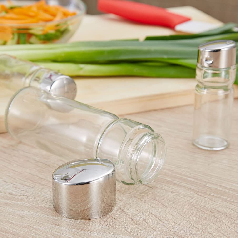 Seasoning Bottle Set, Multi purpose Oil Vinegar Salt Shakers with Stainless Steel, Suitable for Kitchen, Restaurant, Bar
