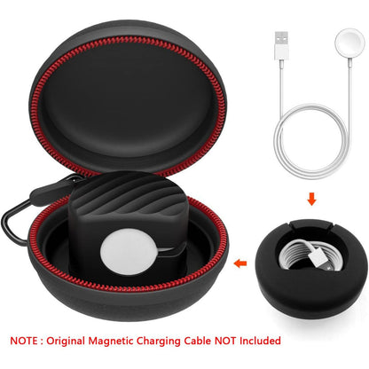 HALLEAST Compatible with for Apple Watch Charger Stand Holder, Charging Station EVA Hard Protective Case for iWatch Series 11 10 9 8 7 6 5 4 3 2 1 SE SE2 SE3 42 44 45 46, No Charger, Black