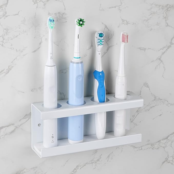 Wall Mounted Electric Toothbrush Holder, 4 Slots Stand