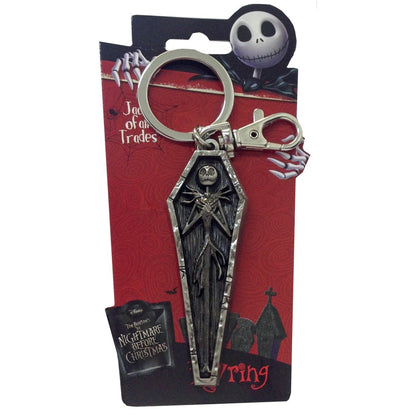 Nightmare Before Christmas Jack in Coffin Pewter Key Ring,Multi-colored,3"