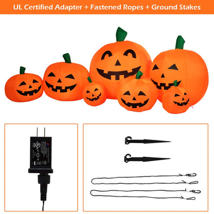 Tangkula 7.5 Ft Halloween Decorations Inflatable Pumpkin Patch, Blow Up 7 Pumpkins Family with Build-in LED, Inflatable Jack-o-Lantern for Indoor Outdoor Front Yard Halloween Party