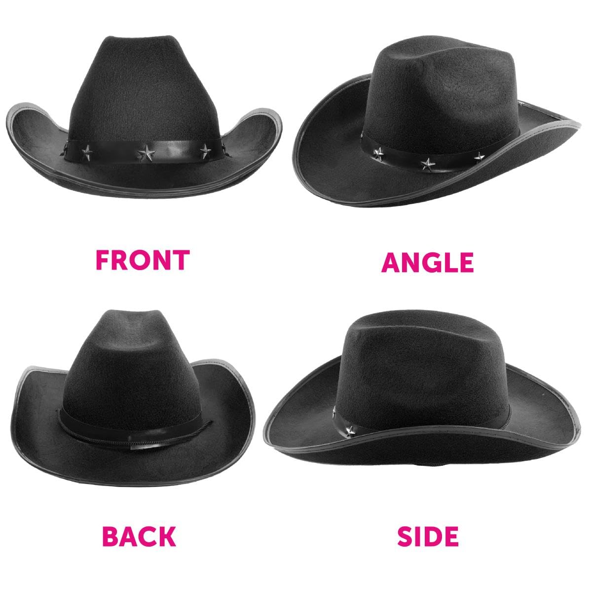 I LOVE FANCY DRESS LTD Cowboy Hat & Cowboy Neckscarf Accessories. Black Star-studded Cowboy Hat & White Bandana. Wild West Western Sheriff. Pack of: 1 | Bandana Colour: Black