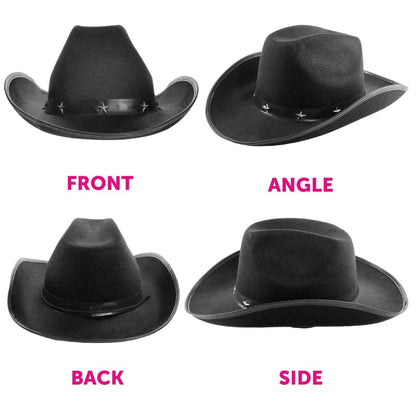 I LOVE FANCY DRESS LTD Cowboy Hat & Cowboy Neckscarf Accessories. Black Star-studded Cowboy Hat & White Bandana. Wild West Western Sheriff. Pack of: 1 | Bandana Colour: Black