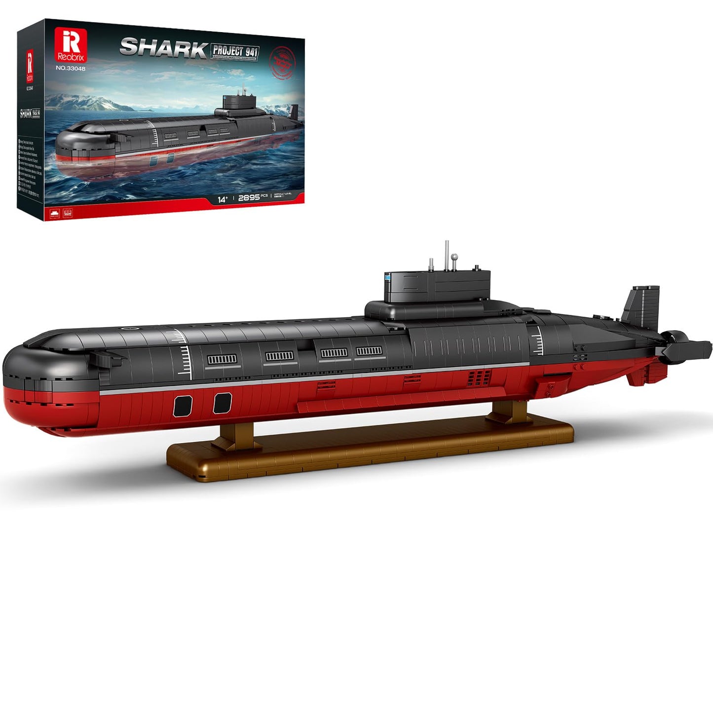 Reobrix Nuclear Submarine Building Sets for Adults, Typhoon-Class Nuclear Submarine Model Kit, History Collectible Decor, Military Toy Gift for Men