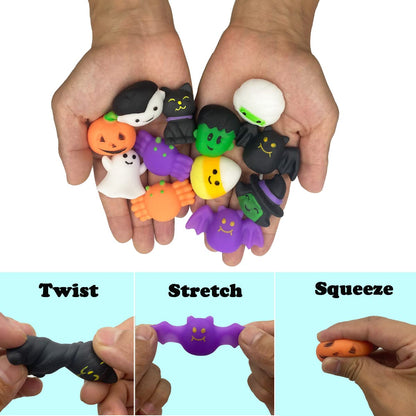 QINGQIU 72 PCS Halloween Mochi Squishy Toys Squishies Halloween Toys for Kids Girls Boys Halloween Party Favors Halloween Treat Bags Gifts