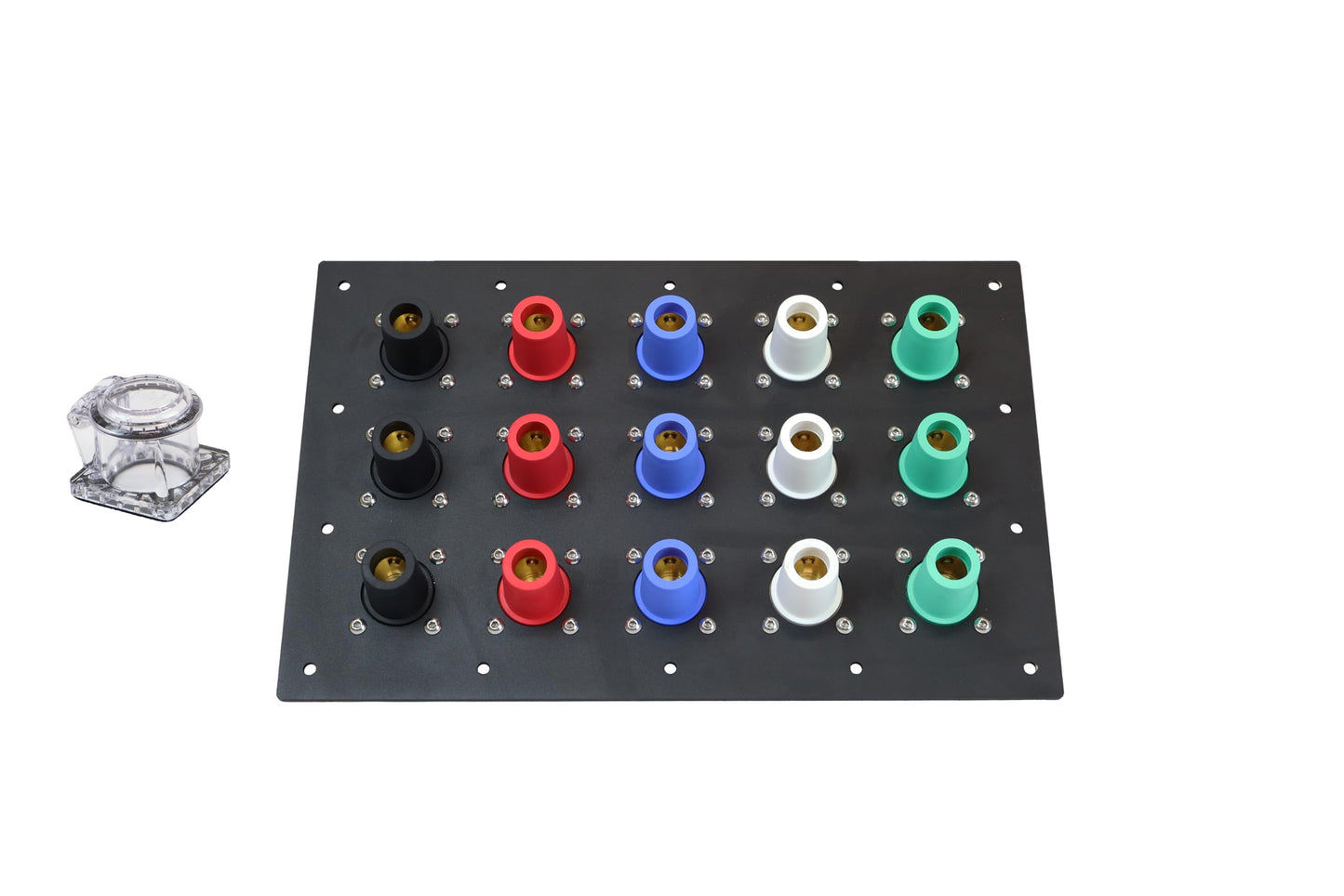 Power Assemblies 15 Position CAM Lock Panel, 1200 Amp, 3 Phase 120/208V, Female, 90°, Double Set-Screw Connections with NEMA 3R Clear Snap-Back, Series 16 CAM Connectors, Power Distribution Panel