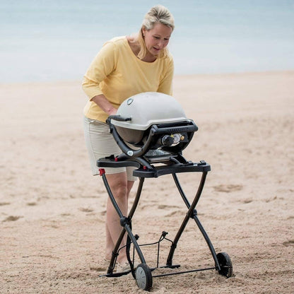 Weber Portable Cart/For Q Series Gas Barbecues, Foldable Design with Wheels, Built-In Wire Transport Handle, 16.5 x 75.5 x 71.5 cm (Collapsed), 63.5 x 53.5 x 71.5 cm (Raised)