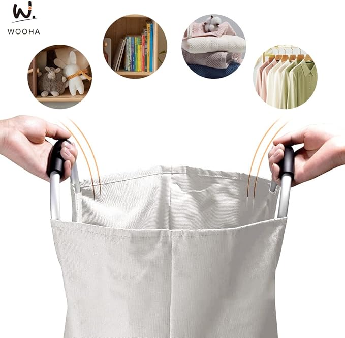 WOOHA 125L Large laundrybasket, Collapsible laundry hamper, Tall Clothes