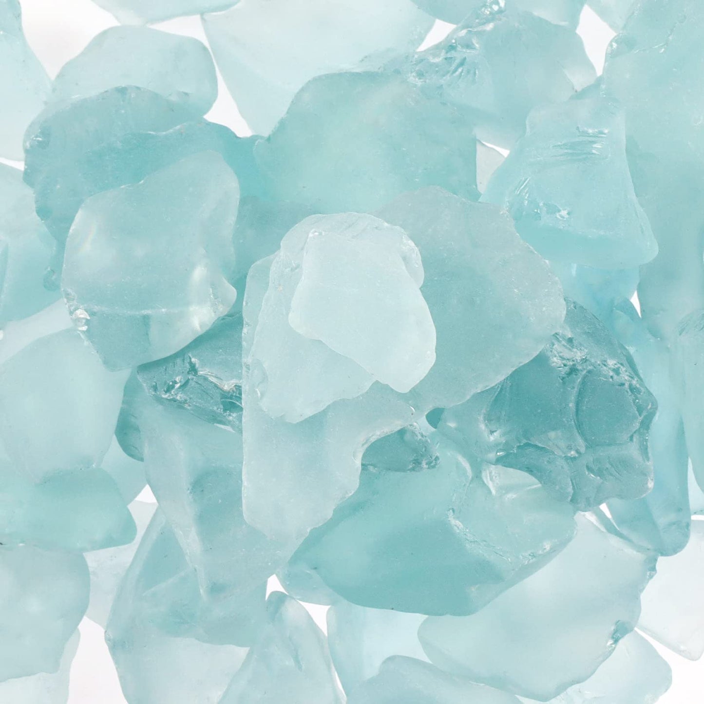 Ausluru 10LB Frosted Sea Glass Vase fillers Crushed Glass, Sea Glass Ideal for Christmas DIY Craft, Aquarium Gravels, Crushed Sea Glass Pieces for Beach Wedding, 0.7-3" (5LB Turquoise + 5LB Clear)