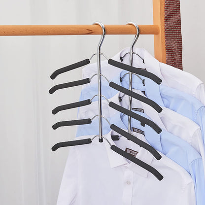 JFFLYIT Blouse Tree Hangers Multi-Layer Clothes Hangers 3 Pack 5 in 1 Non Slip Space Saving Closet Organizer Stainless Steel Shirt Hanger Coats Hanger（Black）