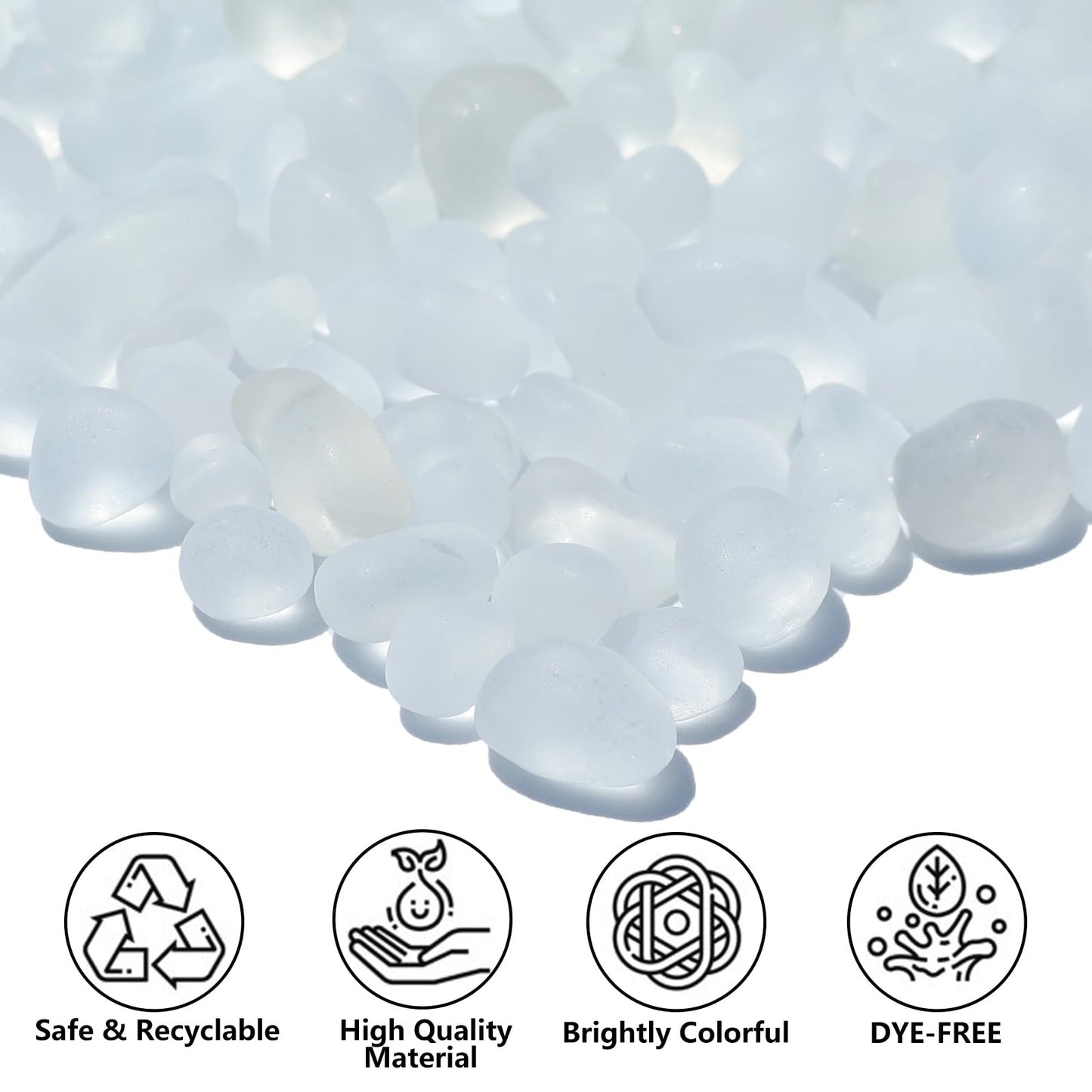 QYGL Sea Glass Stones - 2.9LB/46.4oz White Frosted Glass Pebbles Gemstones - Perfect for Aquarium Rocks, Fish Tank Gravel, Vase Fillers, Seaglass DIY Crafts, and Home Decor