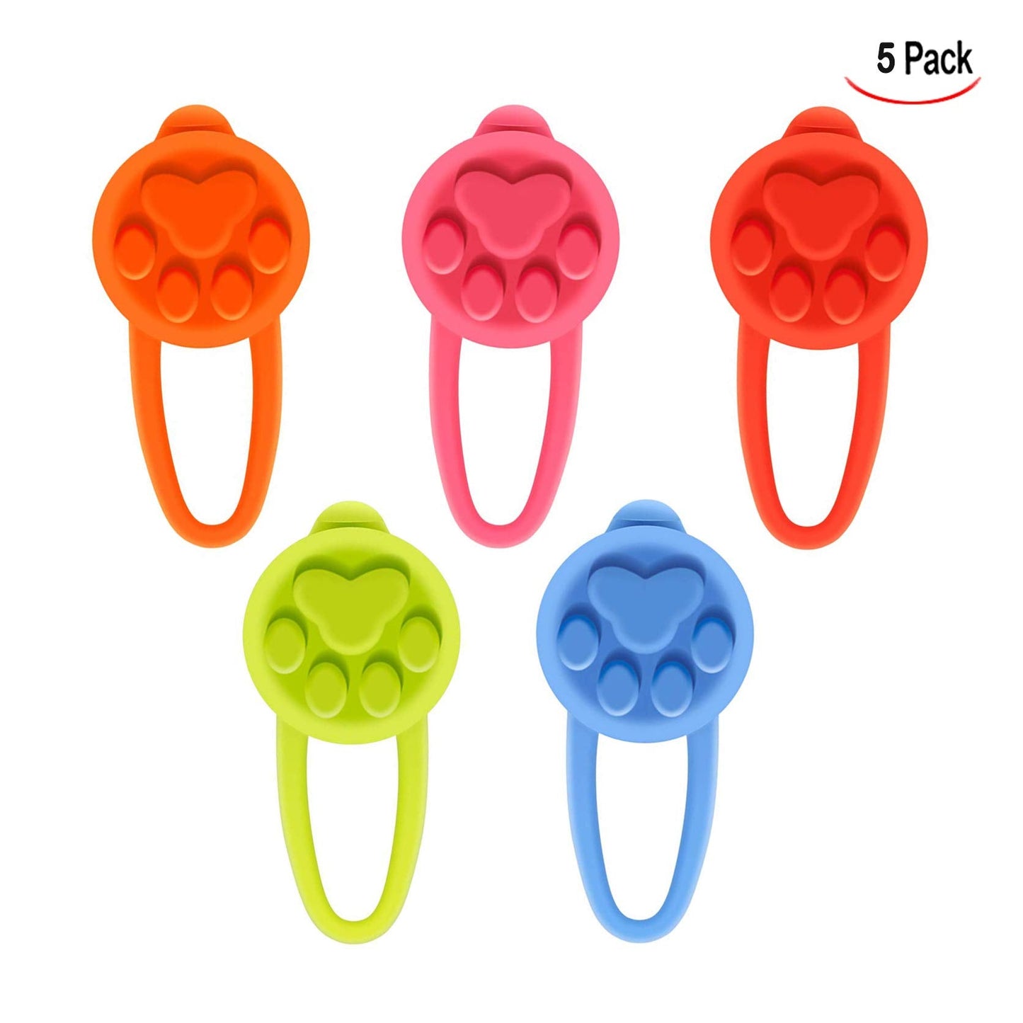 iPobie 5 Pieces Dog Safety Collar Silicone LED Flashing Light Pendant for Runners, Night Walks