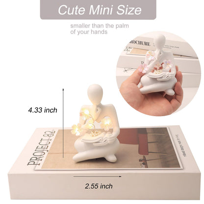 Sewinde Bookshelf Decor Thinker Statue, Battery Powered Night Light, Modern Abstract Reading Figurines Home Decoration, Living Room Office Shelf Table Desk Decor, Aesthetic Gift