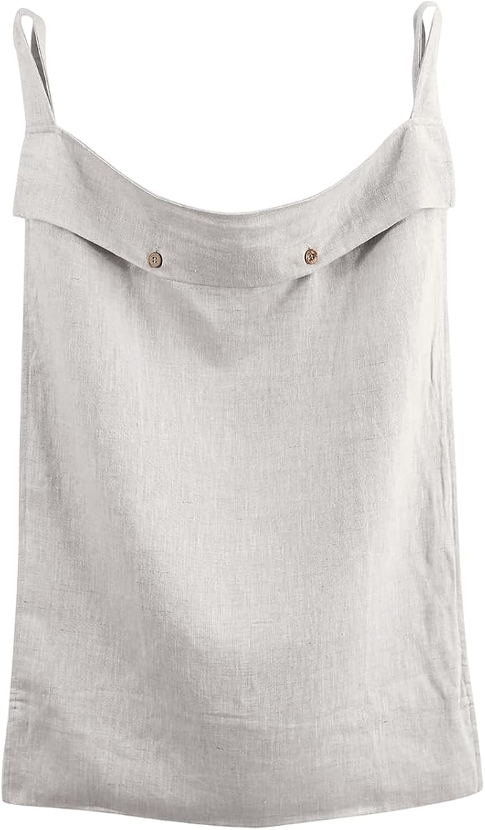 100% Linen Hanging Laundry Hamper Bag 20x27 Inch, Over the Door