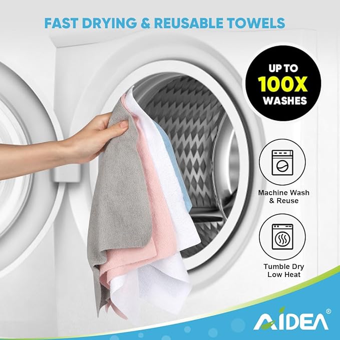 AIDEA Microfiber Cleaning Cloth Roll, Reusable Tear Away Paper Towels,