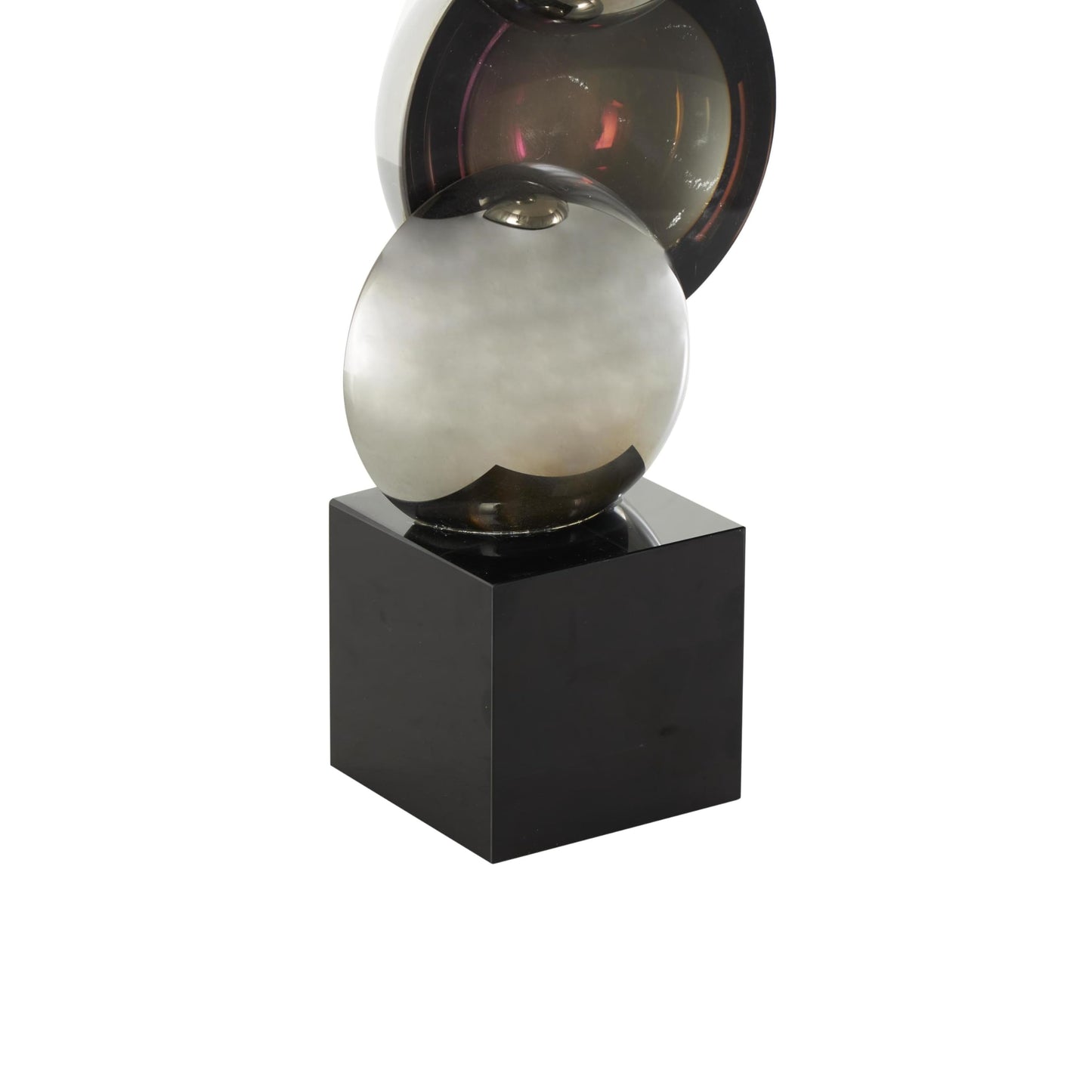 Deco 79 Glass Abstract Decorative Sculpture Stacked Orb Home Decor Statue with Black Base, Accent Figurine 5" x 4" x 16", Black