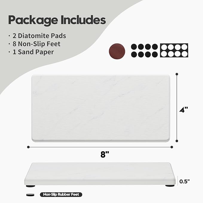 2PCS Diatomite Marble Stone Drying Mat