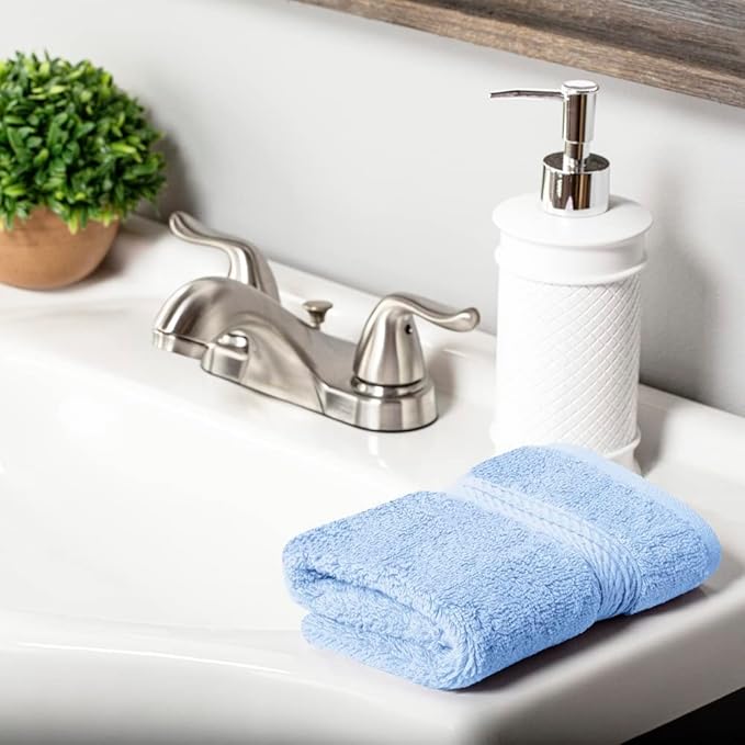 Superior Solid Egyptian Cotton Face Towel Set, Light Blue