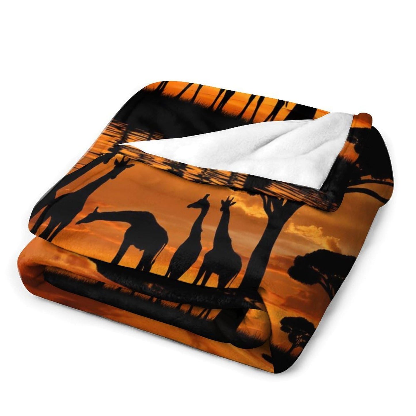 ZhiRain Africa Throw Blanket Savannah Animal Giraffe Crew Majestic Tree Kenya Sunrise Blanket for Sofa Bed Couch Chair Or Dorm 50"x60"
