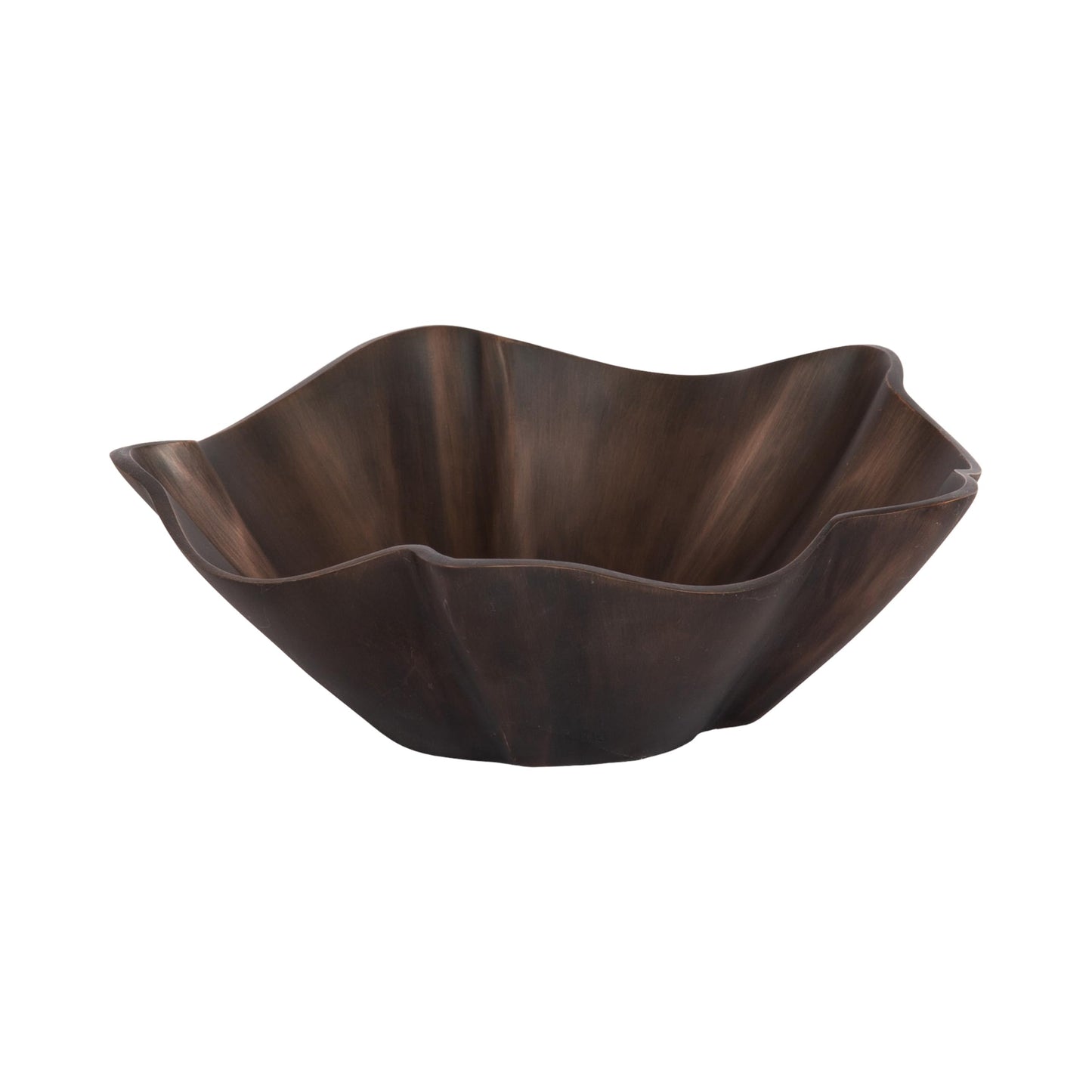Kate and Laurel Flutte Scalloped Decorative Metal Serving Bowl, 10 x 10 x 3, Bronze, Modern Wavy Fruit Bowl for Kitchen Counter or Use as Tabletop Storage for an Entryway Table
