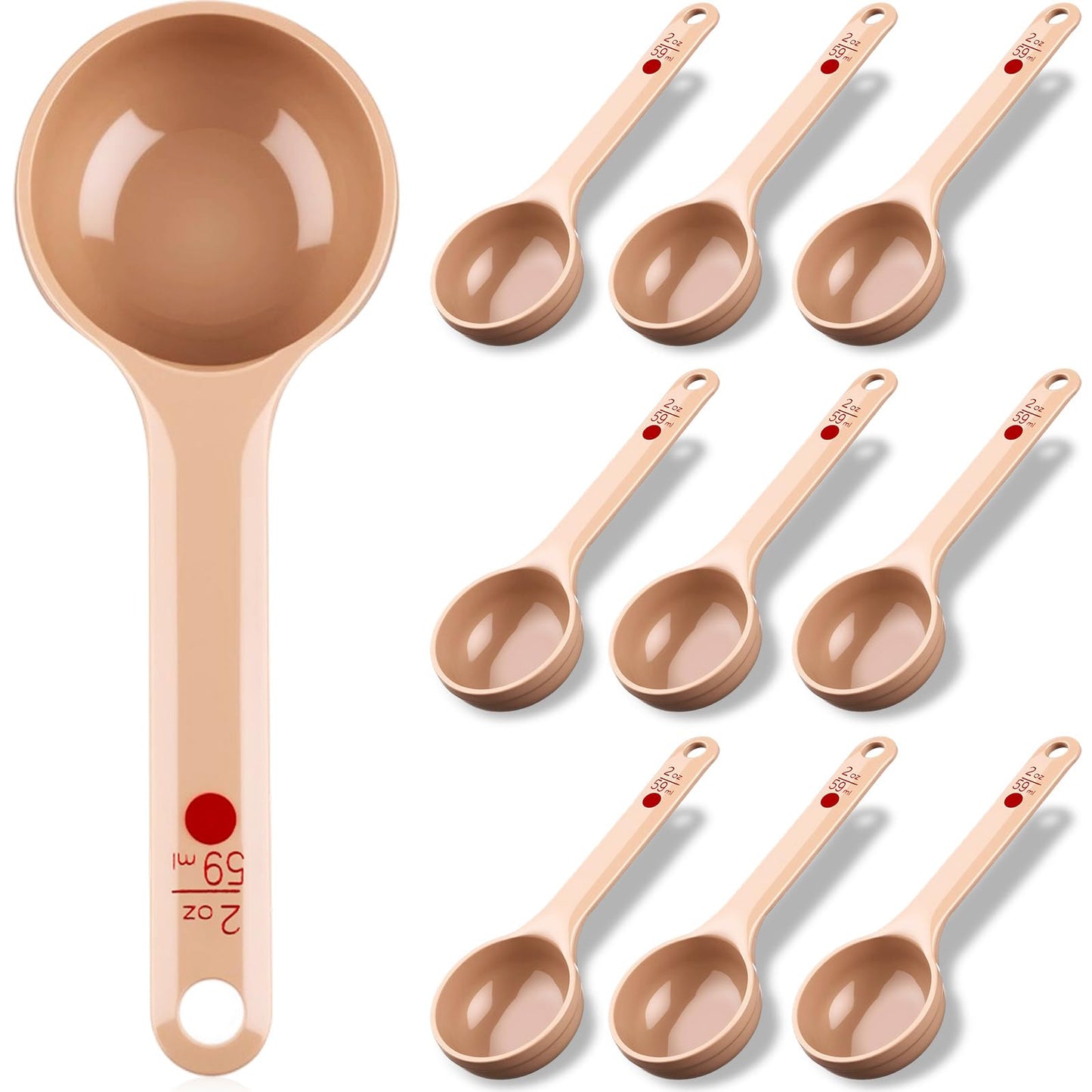 Teenyyou 10 Pcs 2 oz Foodservice Products Measure Spoon with Short Handle Measuring Scoop Miser Food Grade Solid Portion Control Spoon for Oatmeal Creatine Coffee Grains Spices Powders(Beige)