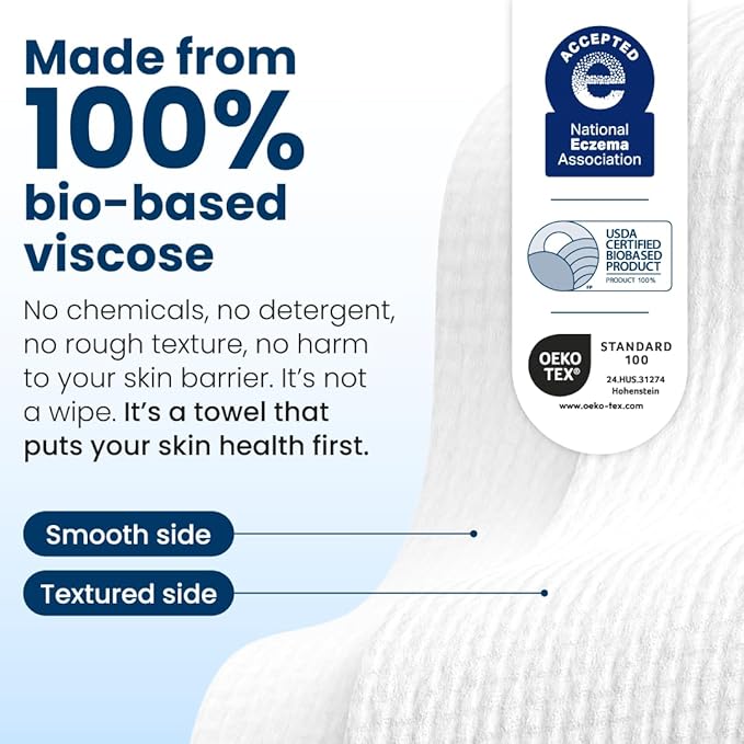 Clean Skin Club Clean Towels® Large, 100% USDA Biobased Face Towel, Disposable