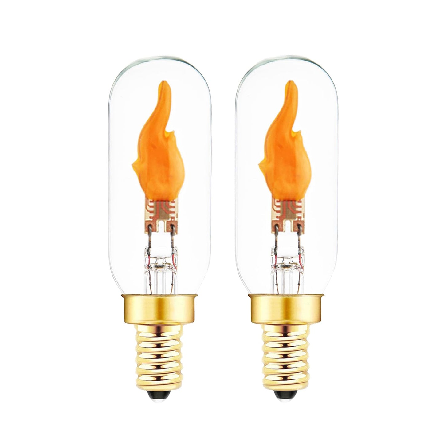 SHUWDKAR E12 Flickering Flame Bulb, Realistic Flame Effect LED Chandelier Candelabra Base, 2 Pack