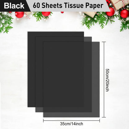 NEBURORA 60 Sheets Black Tissue Paper Bundles 64 Pcs Balls Cake Toppers and Leaves Decoration for Halloween Party,Blcak Party Decoration