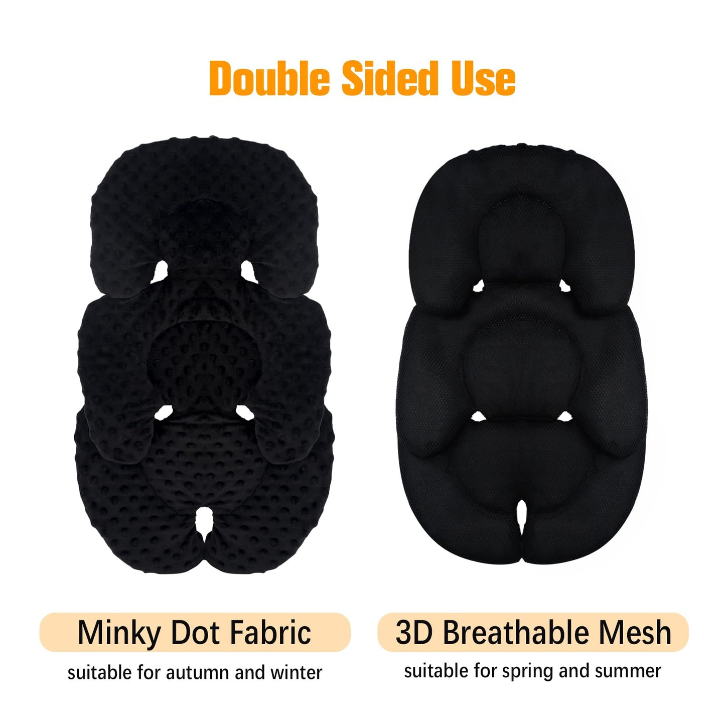 KAKIBLIN Infant Car Seat Insert,Baby Carseat Head & Body Support for Newborn, 2-in-1 Reversible Car Seat Cushion, Soft Stroller Cushion Insert for Bouncer, Strollers, Swing