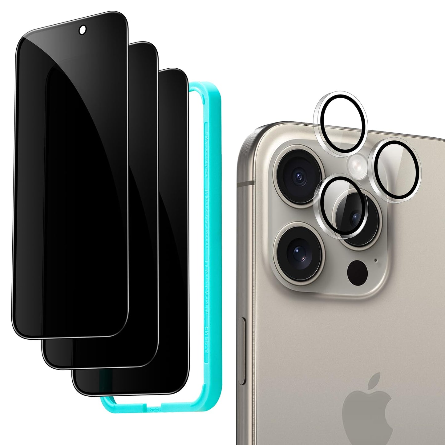 ESR 3 Pack for iPhone 15 Pro Max Screen Protector, [9H Hardness] [Military Grade Shatterproof] Full Coverage Tempered Glass Film with Easy Installation Tool, HD Clear, Scratch Resistant
