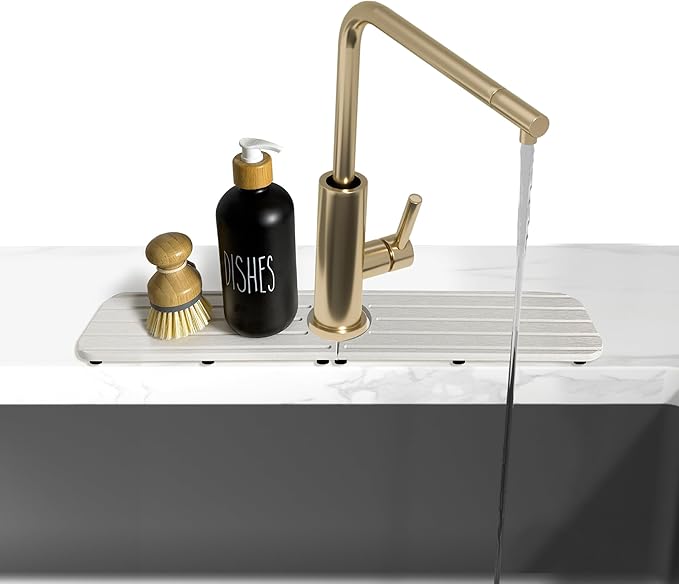 17inch x 4inch Kitchen Sink Faucet Mat, Water Absorbing Stone Faucet Splash
