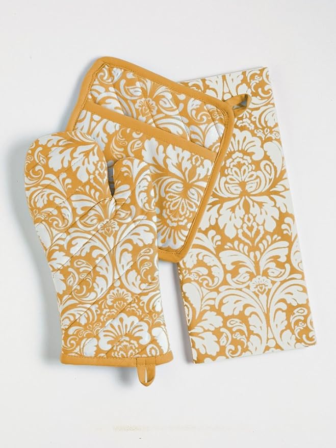 DII Cotton Dish Towel Set Damask Print