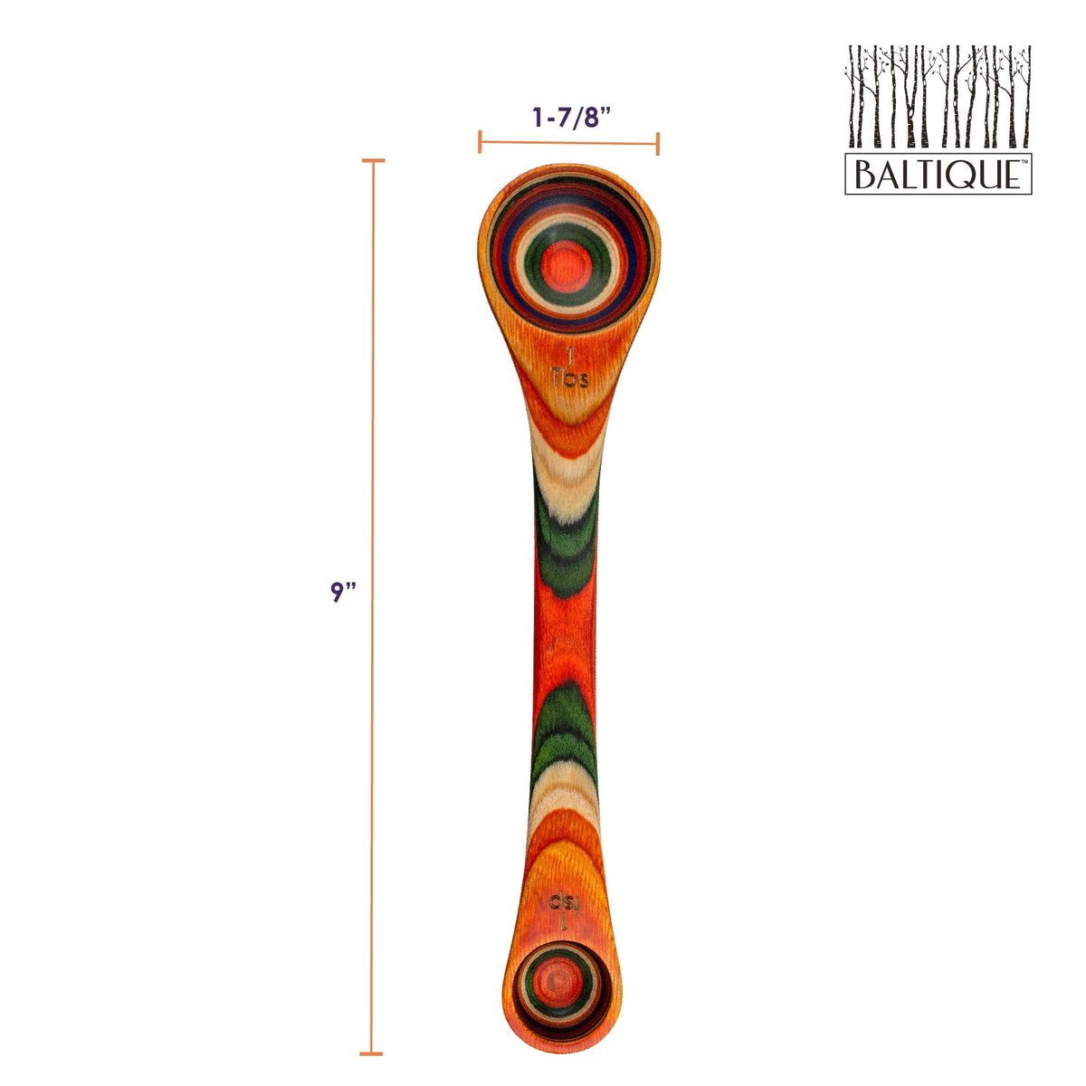 Totally Bamboo Baltique Marrakesh Collection 2 in 1 Wooden Measuring Spoon with Tablespoon and Teaspoon Measurements