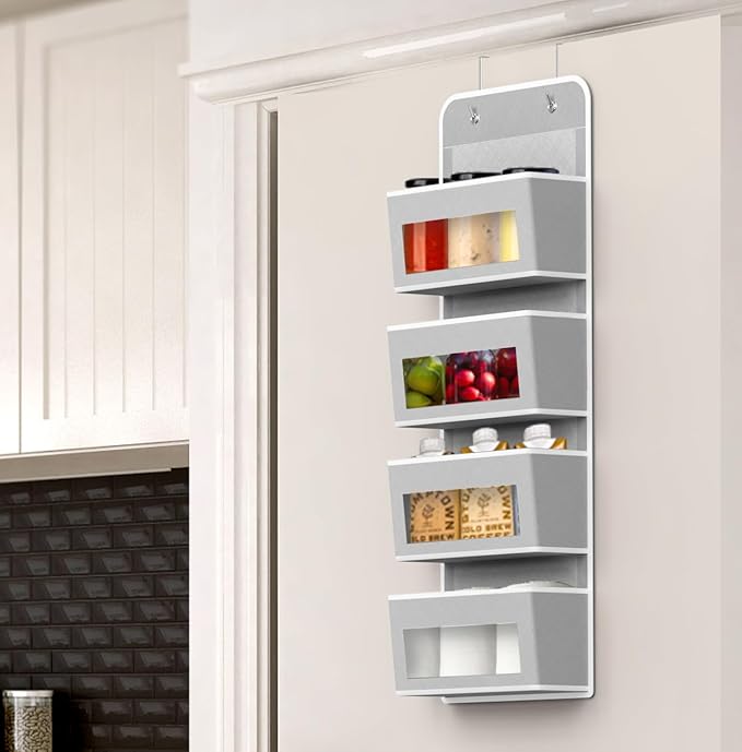 Simple Houseware 4 Clear Window Pocket Over Closet Door Storage Hanging