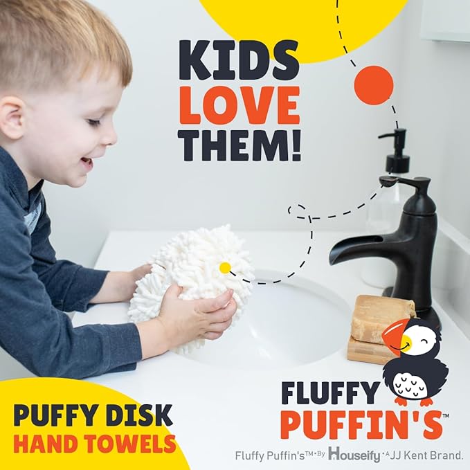 JJ KENT Fluffy Puffins Microfiber Hand Towels