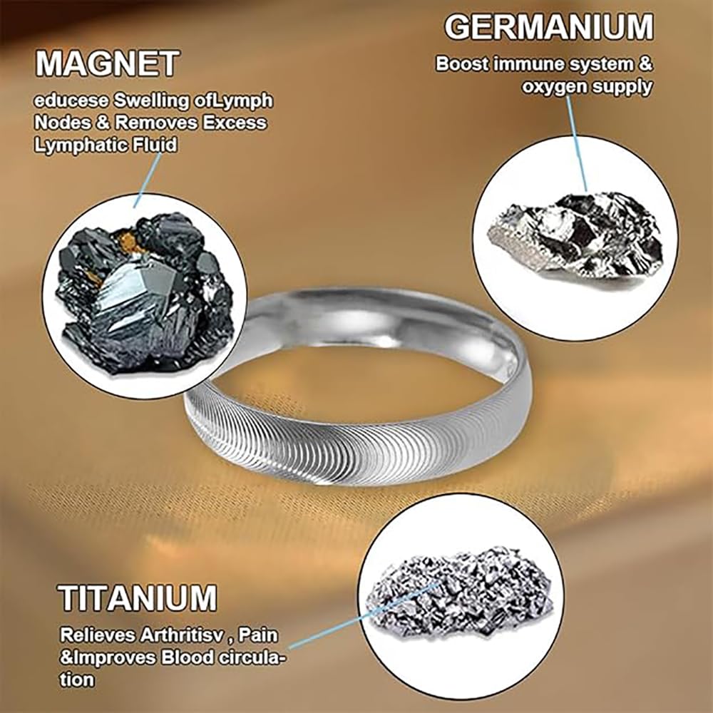 DIOWUS Lymphatic Magtherapy Cats Eye Ring For Men Women, Lymph Detox Drainage Titanium Ion Therapy Rings Finger Jewelry Gift (Silver-9)