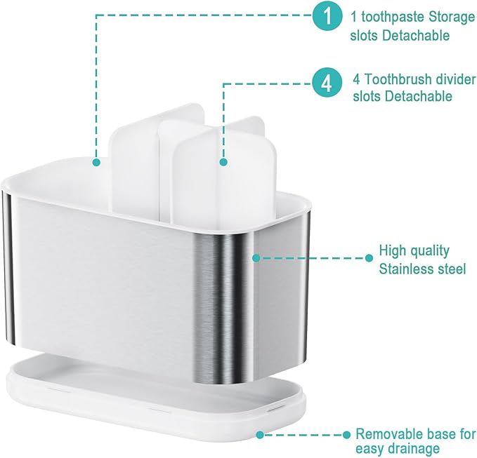 Colist Toothbrush Holder for Bathroom Stainless Steel Detachable Electric