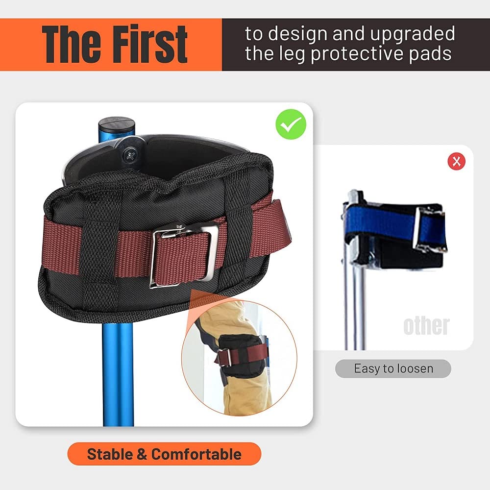 ZeHuoGe Blue Drywall Stilts 24"-40" with Knee Pads Protection, Adjustable Aluminum Tool Stilt for Painting Taping or Cleaning (Blue 24" - 40")